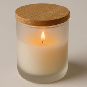 10 Classic Frosted Glass Candle Jar With Bamboo Lid For Soft Diffused Light And Reusable Storage