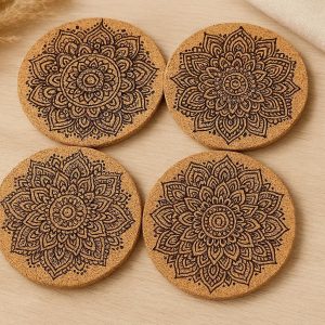 23 Decorative Mandala Pattern Cork Coasters For Boho Living Room Styling And Artistic Table Protection